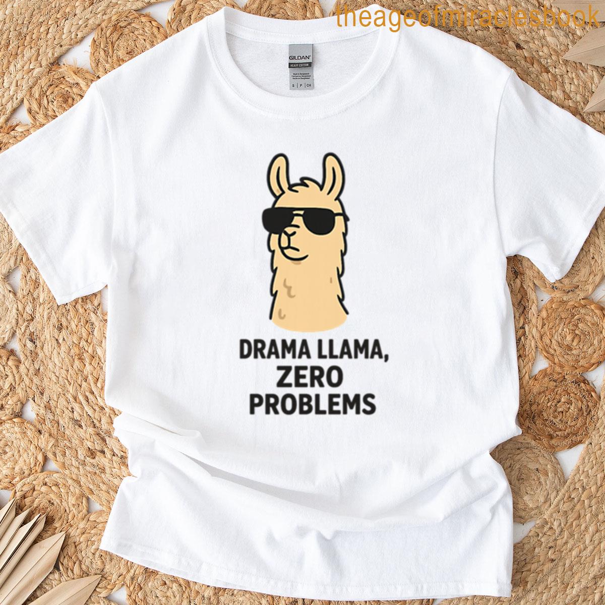 Drama Llama Zero Problems Funny Cool Llama Sunglasses Tee T-shirt