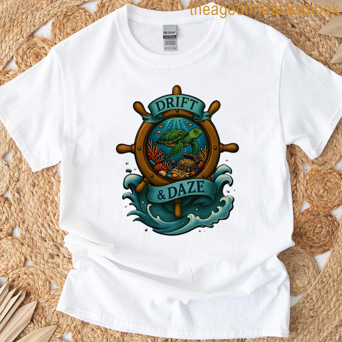 Drift Daze Sea Turtle Treasure Ship Wheel T-shirt