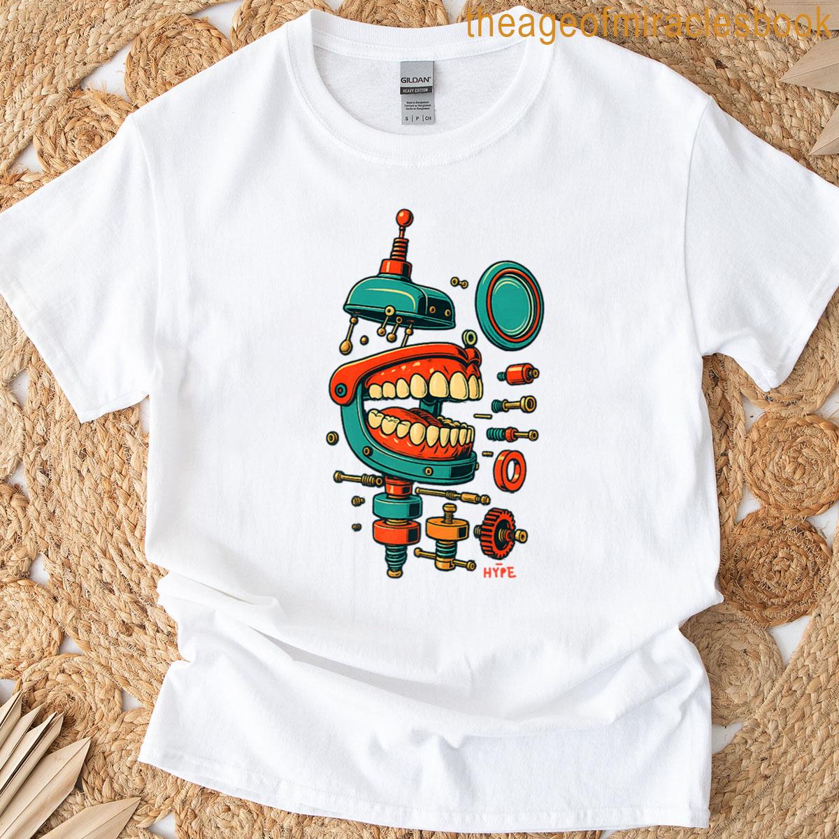 Exploded Retro Wind-up Teeth Comic Mechanical Art Premium T-shirt