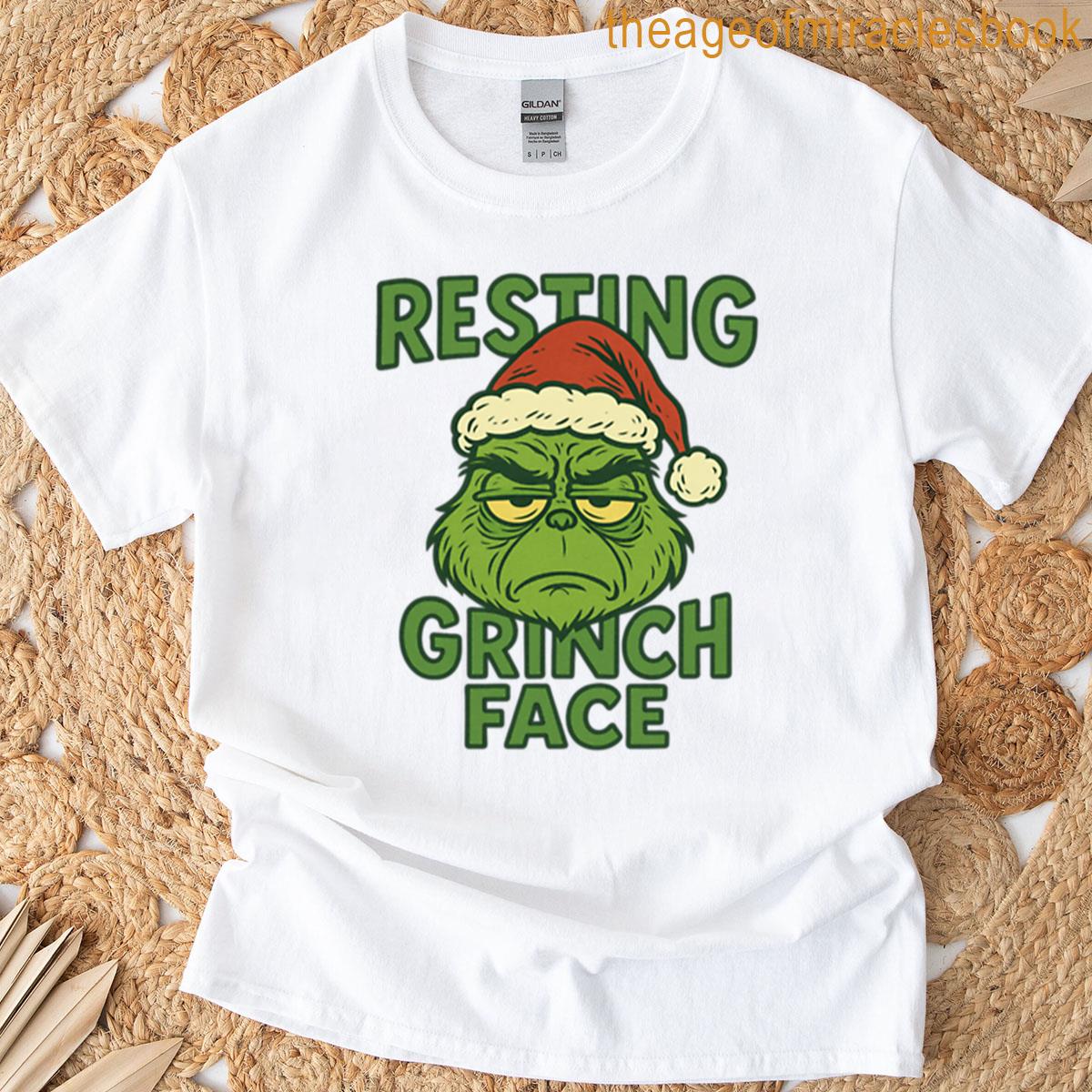Resting Grinch Face Funny Christmas Expression Design T-shirt
