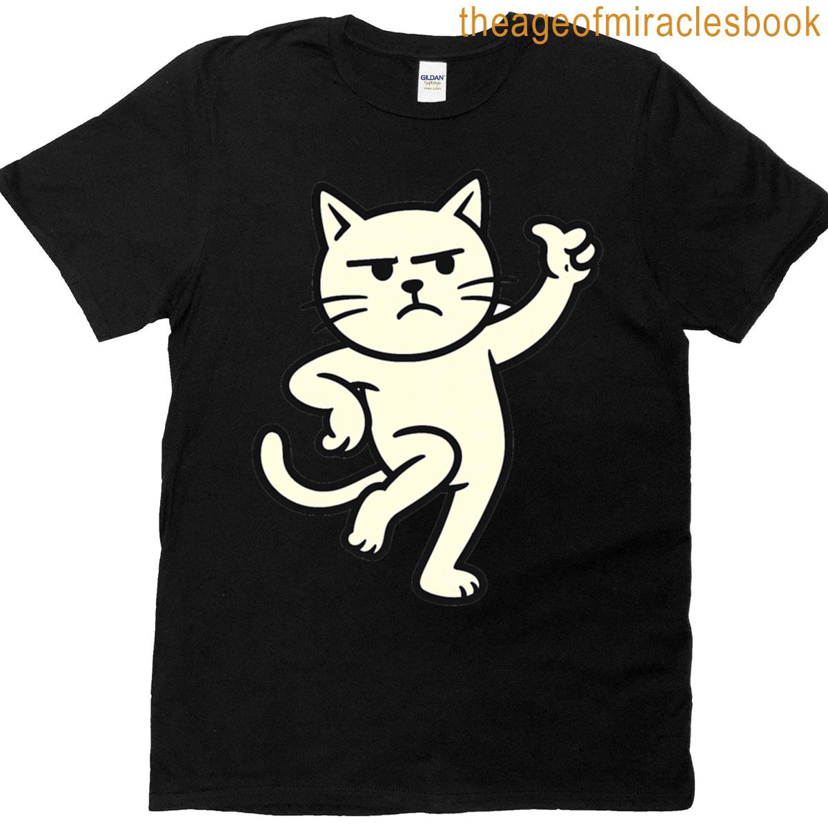 Skeptical Cat Dancing Funny Meme Cartoon Design T-shirt