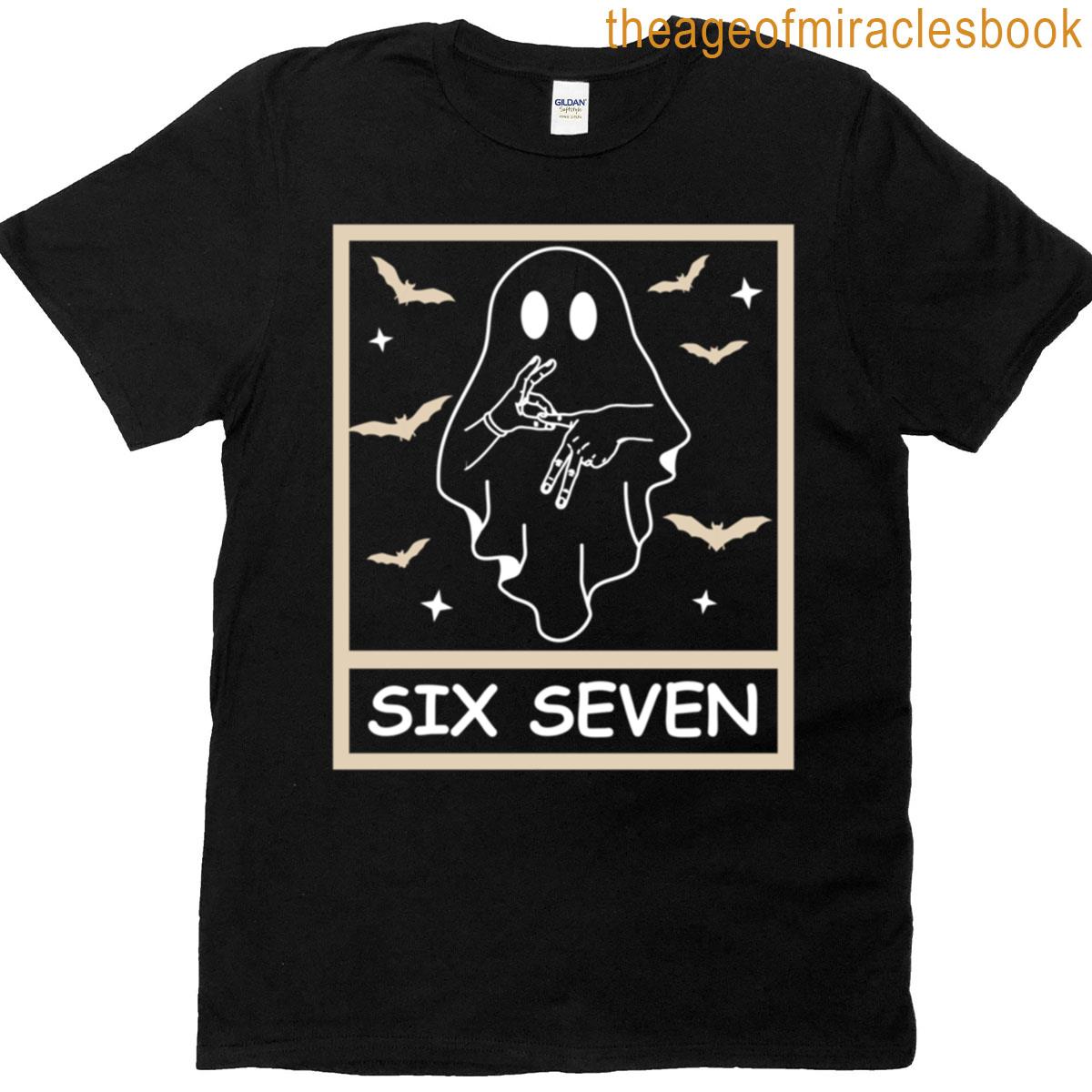 67 Six Seven Meme Halloween Ghost Bat T-shirt
