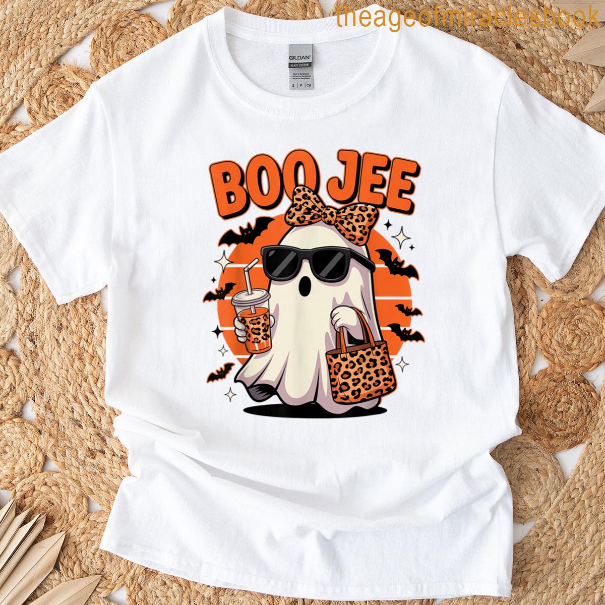 Coquette Leopard Ghost Coffee Boo Jee Halloween Boujee Ghost T-shirt
