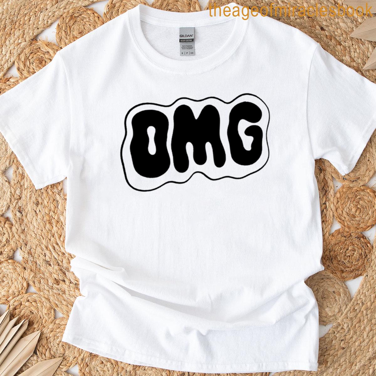 Omg Sticker Bold Retro Typography Funny Expression Design Oversized T-shirt