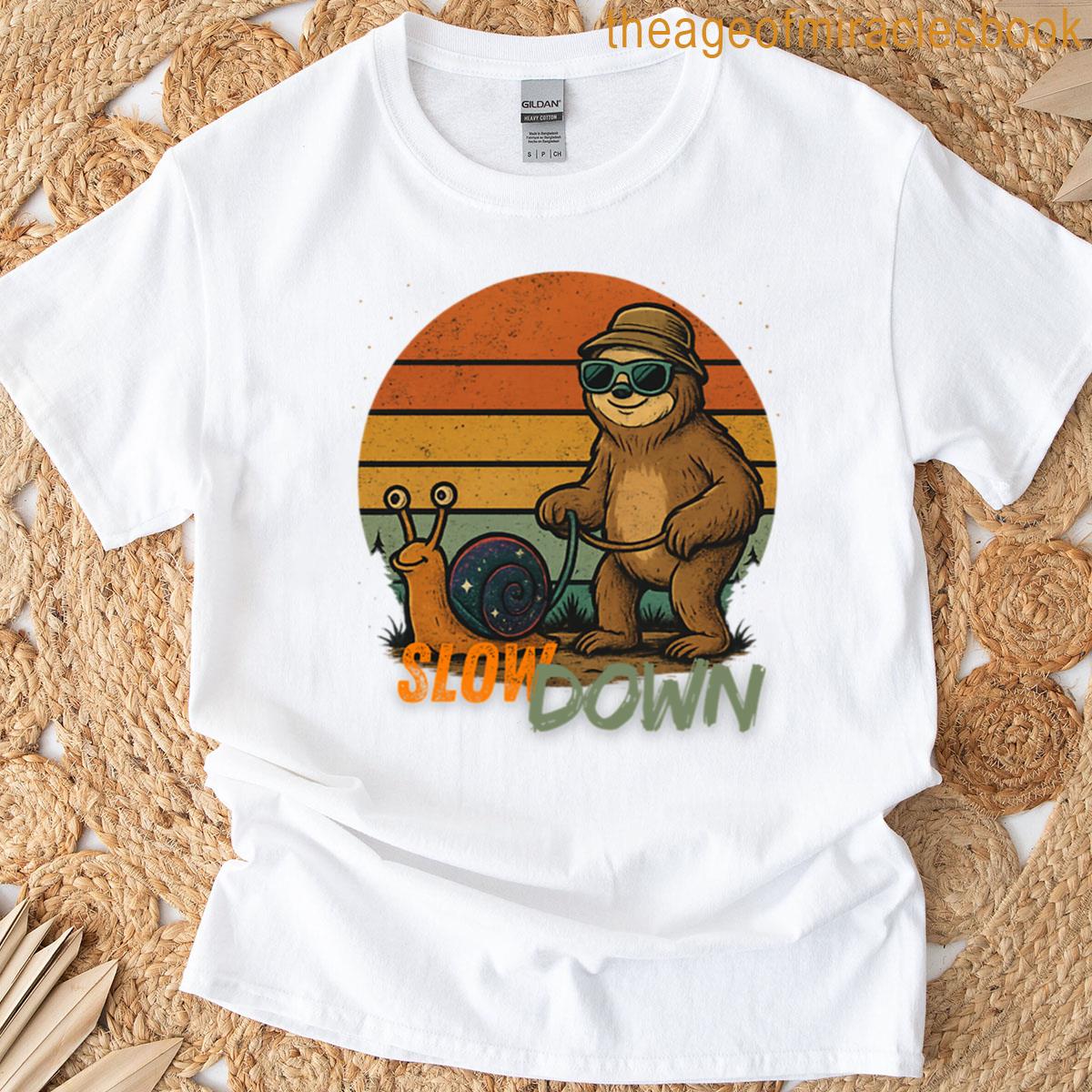 Slow Down Vintage Sloth And Snail T-shirt