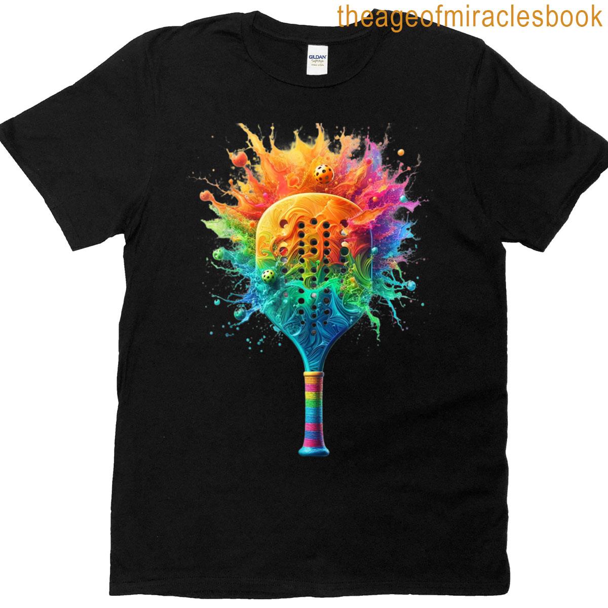 Pickleball Splash Colors Paddle Graphic Tee T-shirt