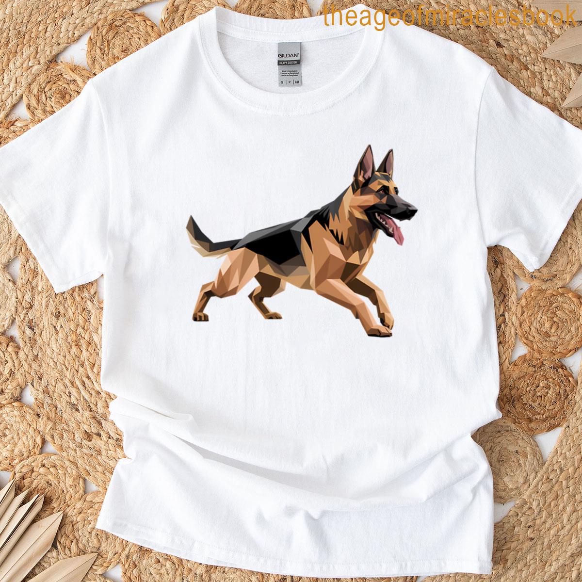 German Shepherd – Cool Low Poly Logo Oversized T-shirt