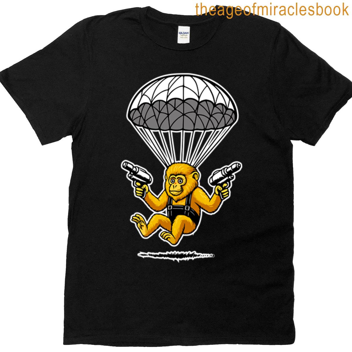 Monkey Mark Space Agency Golden Monkey Parachute Attacker T-shirt