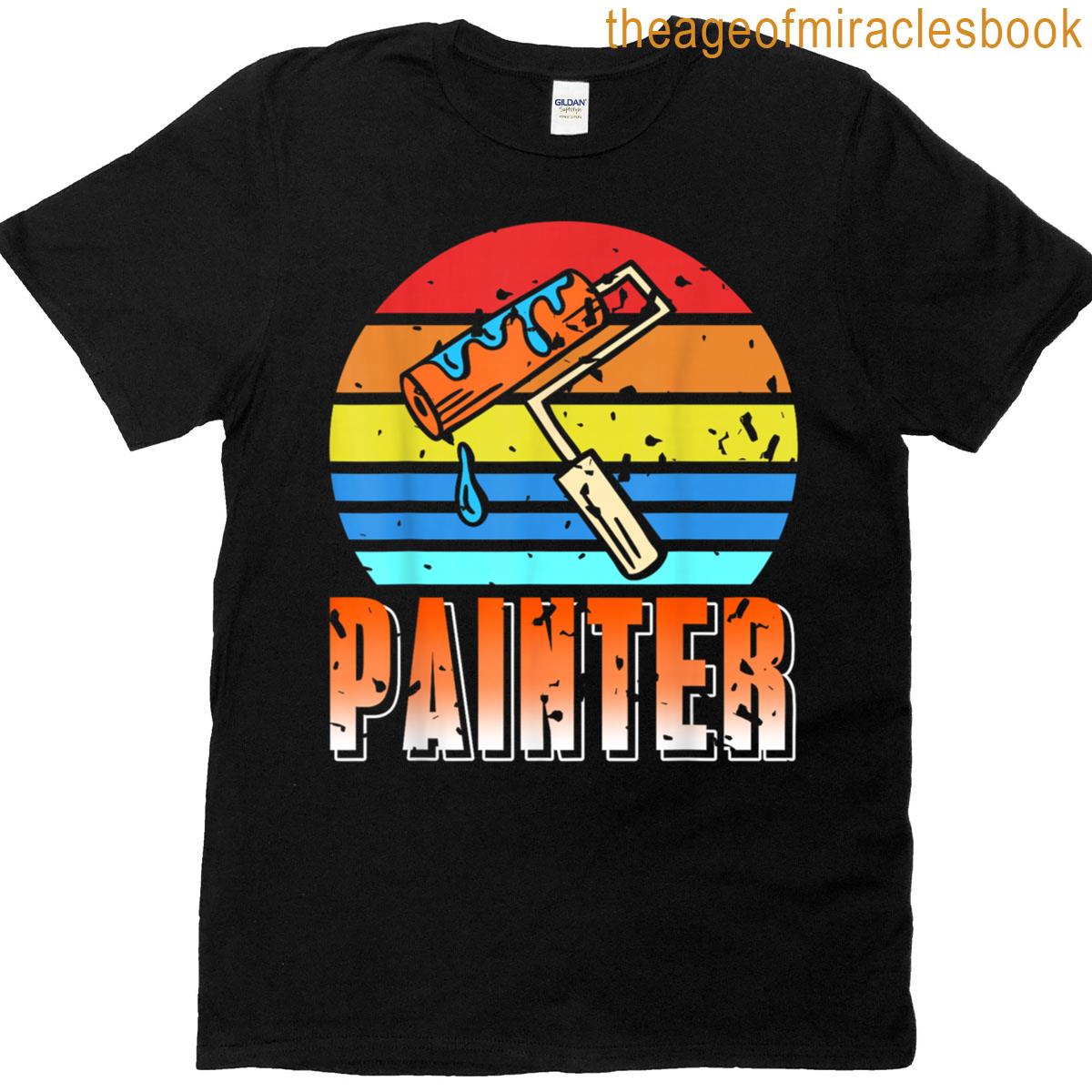 Retro Paint Roller Rainbow Painter Pride Distressed T-shirt