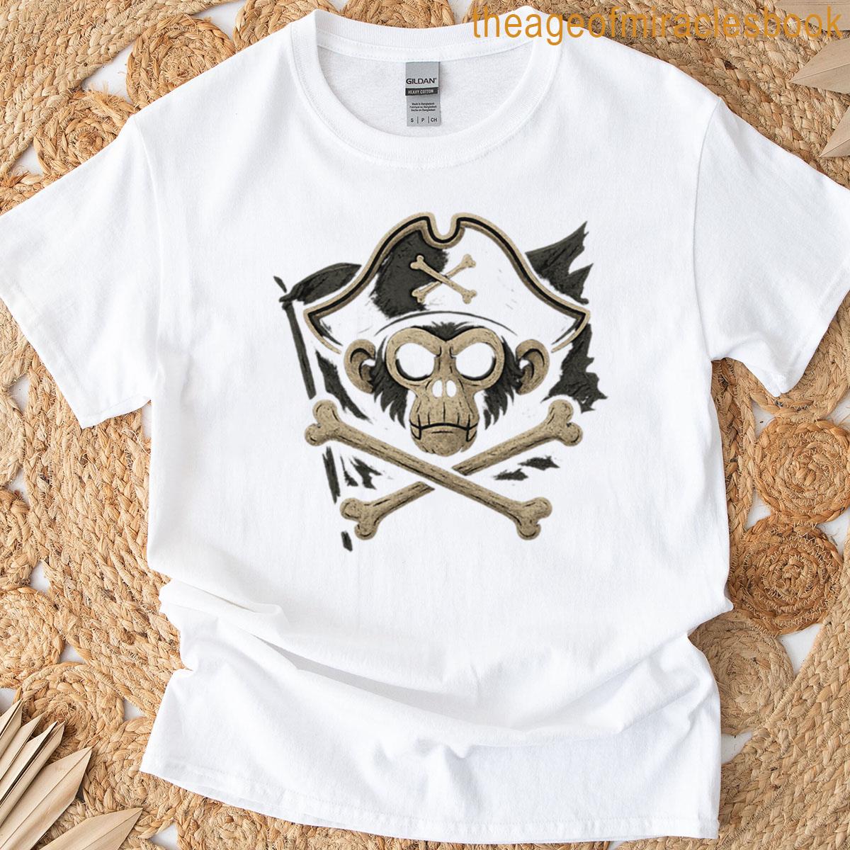 Dark Fantasy Monkey Skull Pirate Flag T-shirt