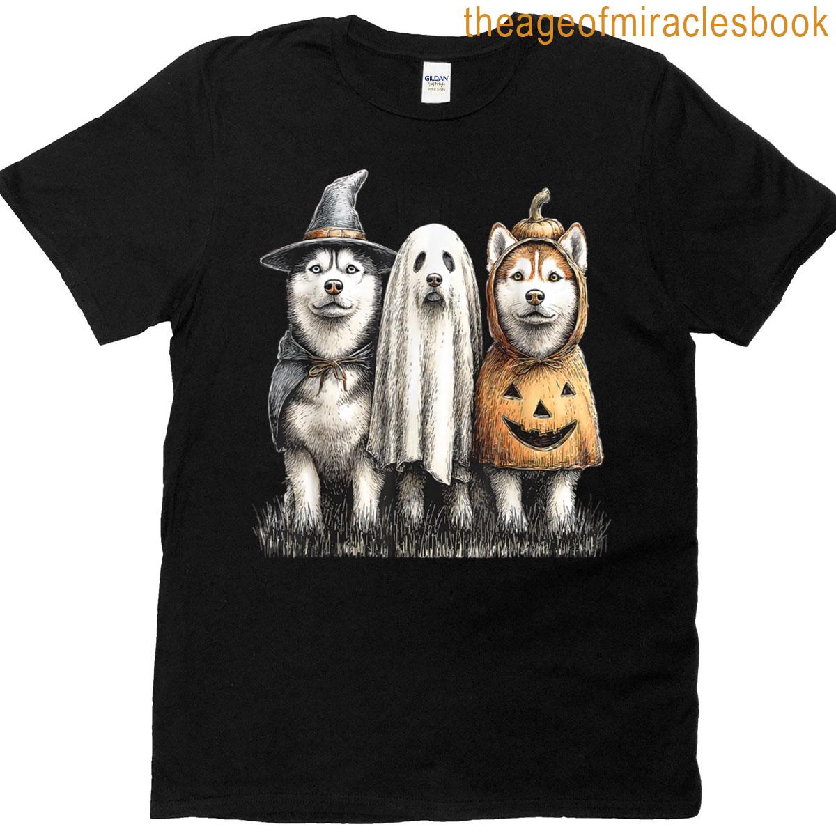 Husky Halloween Ghost Pumpkin T-shirt
