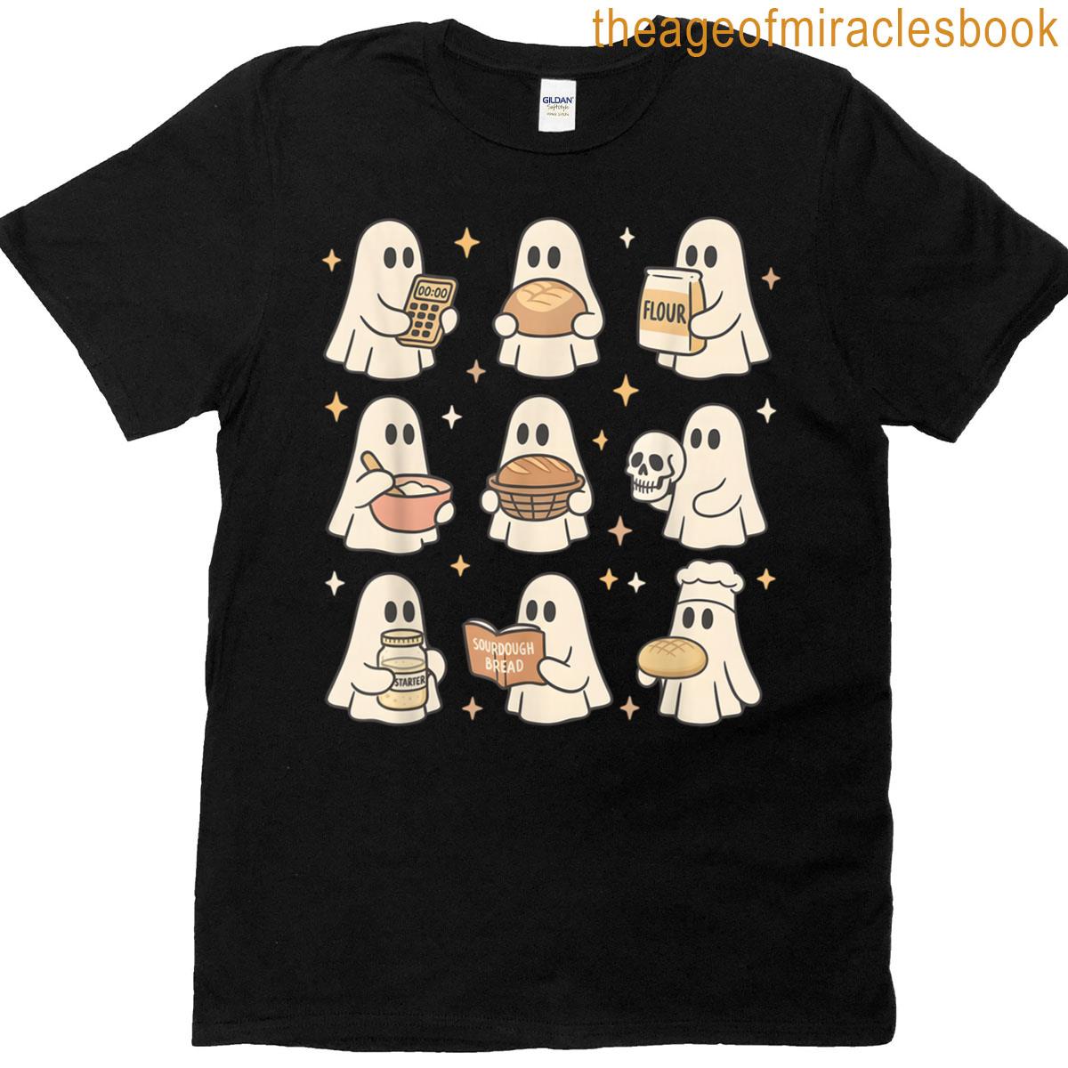 Sourdough Bread Halloween Cute Ghost Homemaker Baking Baker T-shirt
