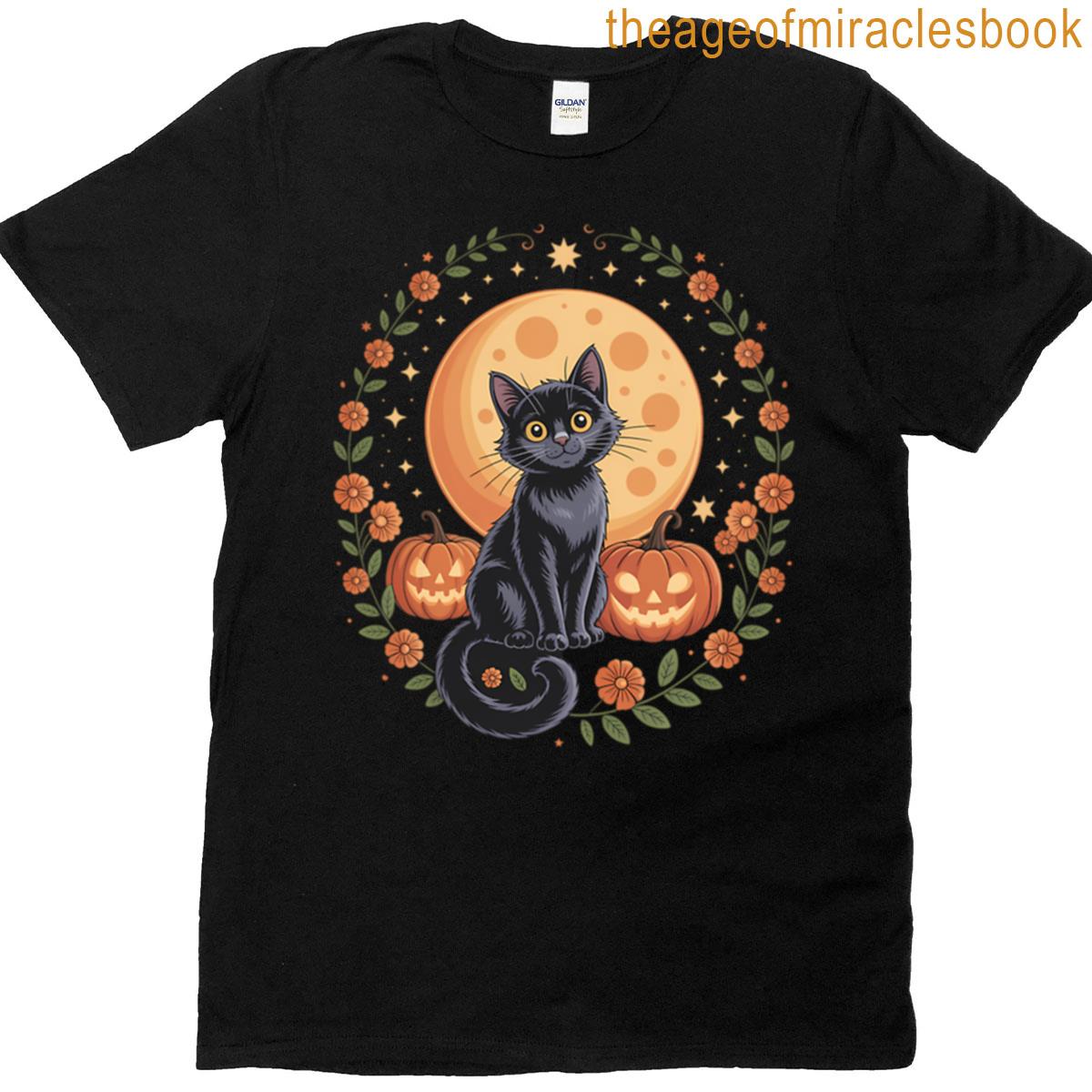 Spooky Pumpkins Cat Halloween T-shirt