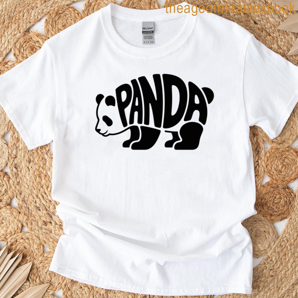 Typographic Panda Silhouette Design T-shirt