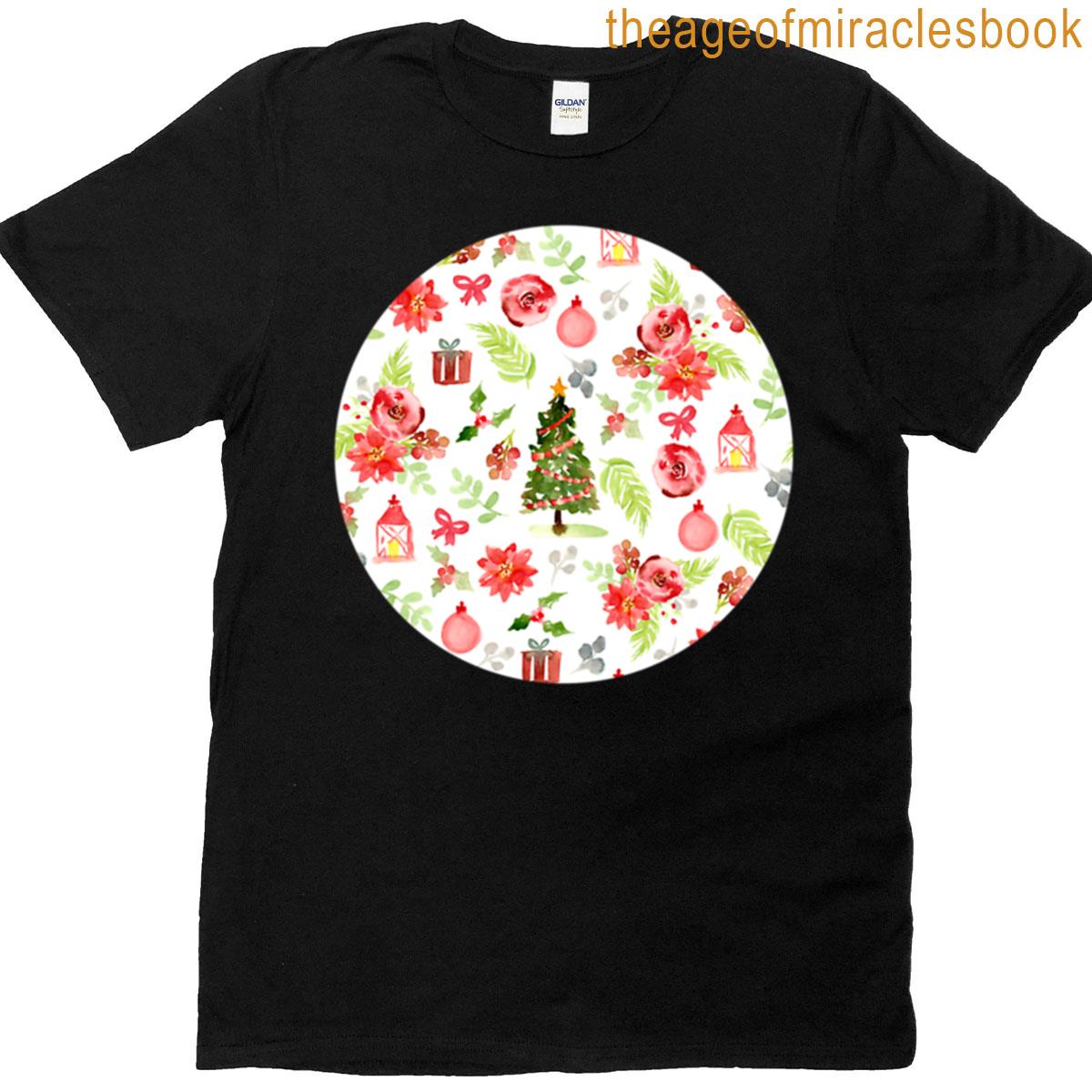 Watercolor Christmas Holiday Pattern T-shirt