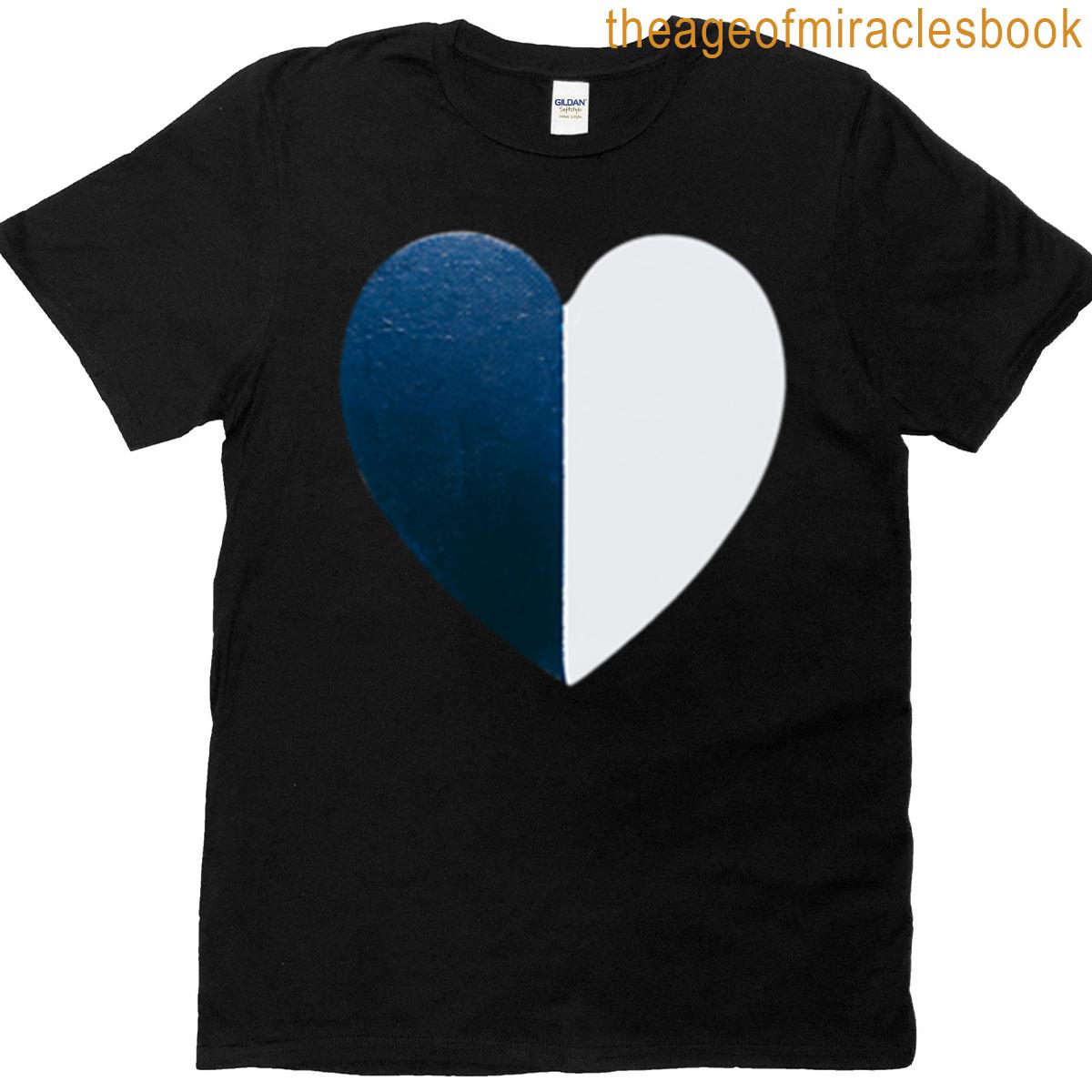 Blue White Hand-painted Heart T-shirt