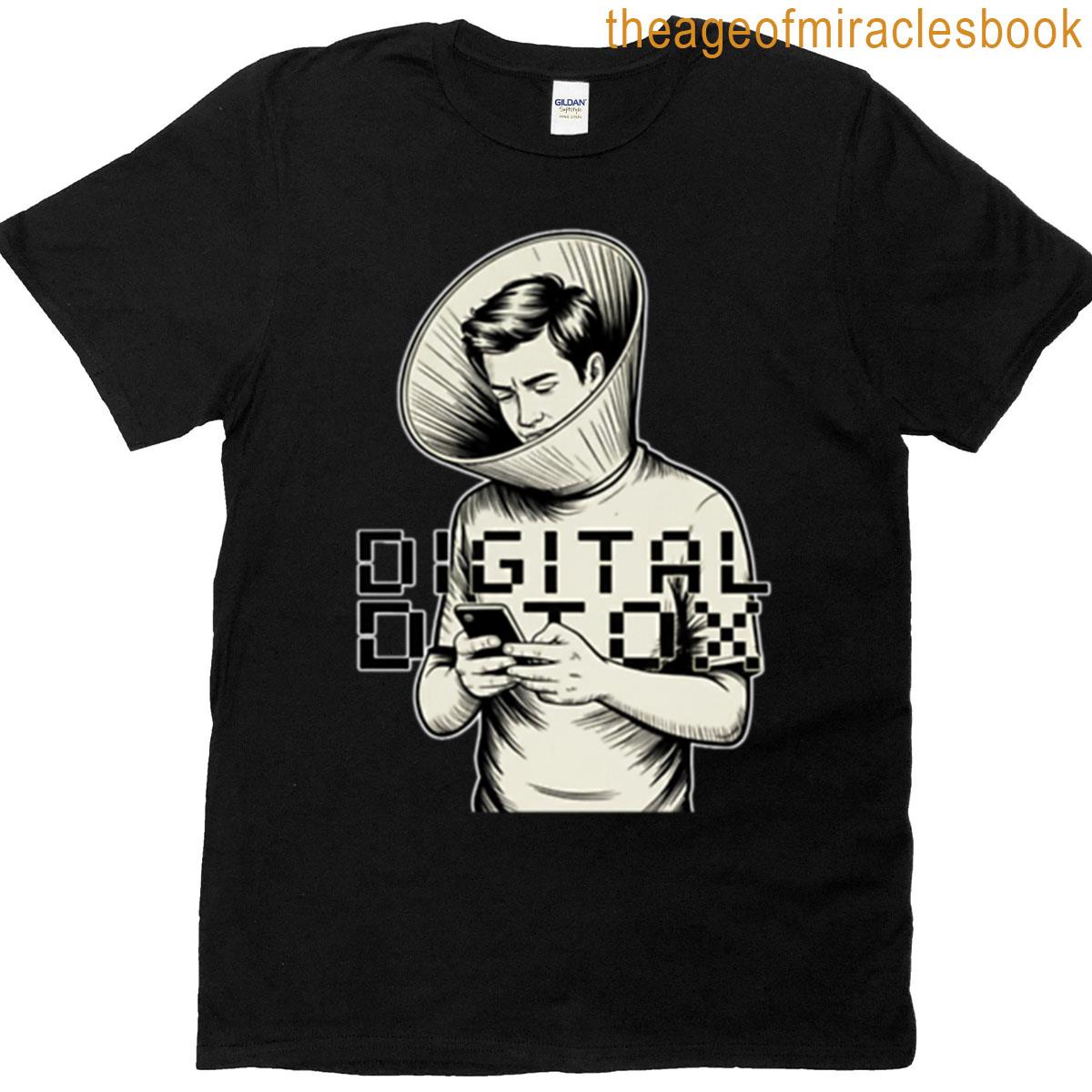 Digital Detox Cone Tech Addiction Satire T-shirt