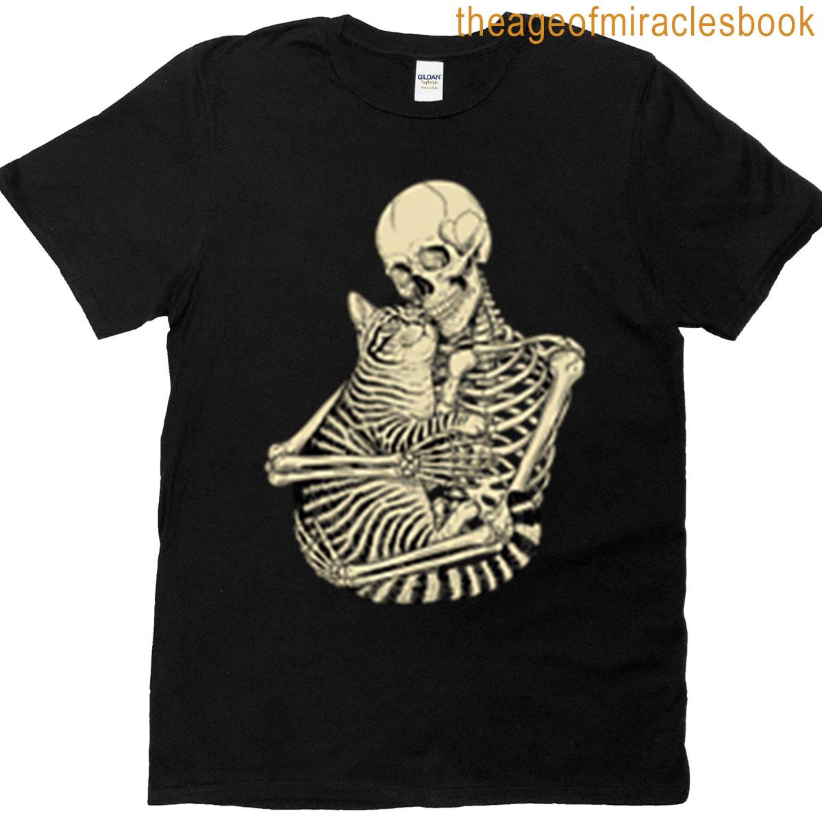 Skeleton Hugging A Cat T-shirt