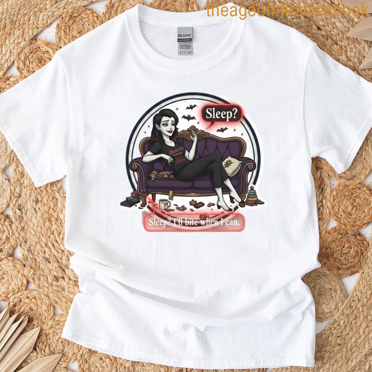 Vampire Mom Biting Sleep Humor Logo T-shirt