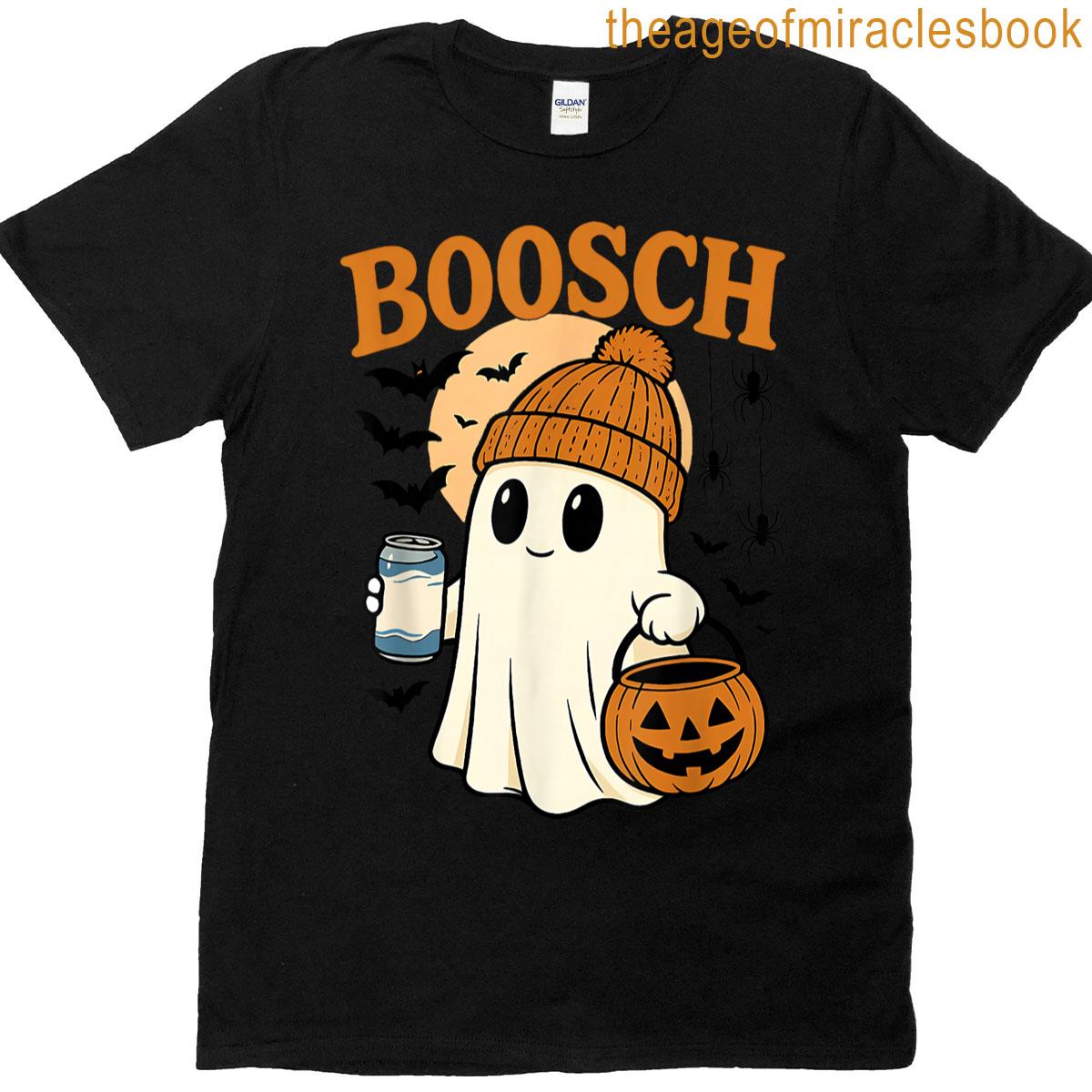 Boosch Light Halloween Ghost Pumpkin Funny Beer Drinking T-shirt