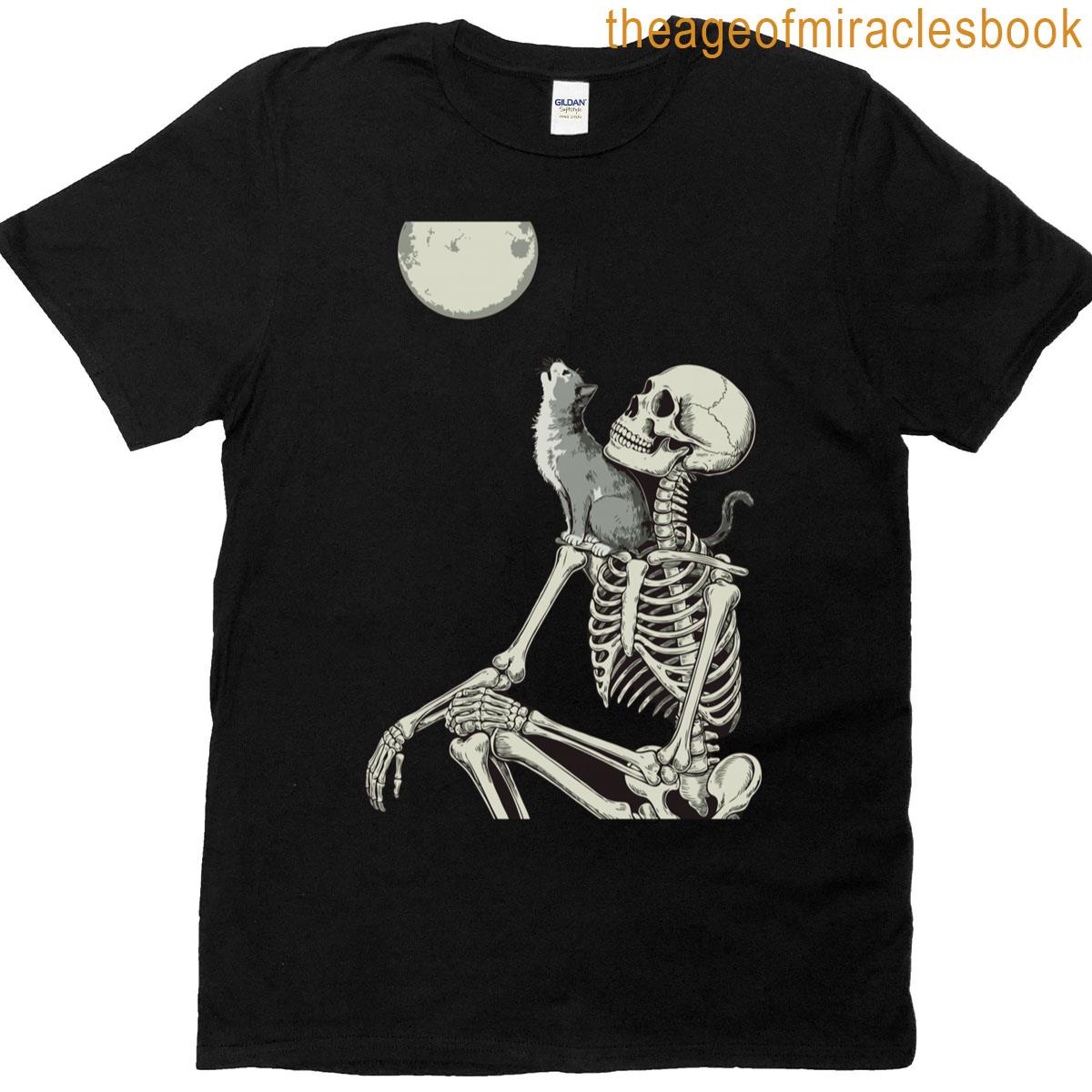 Cat Skeleton Halloween T-shirt