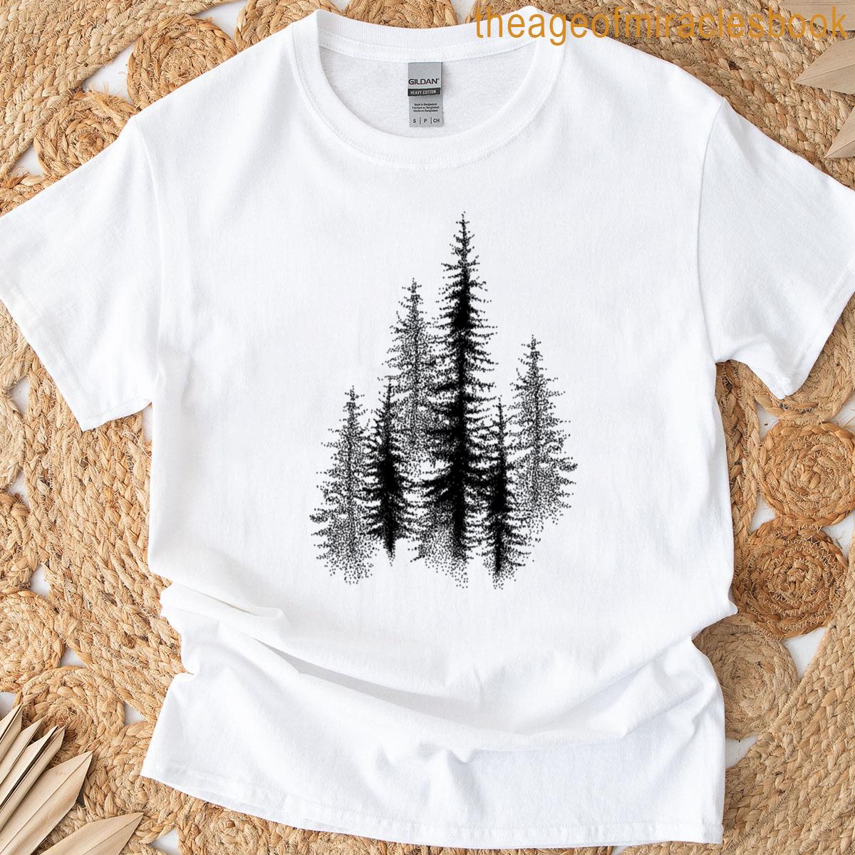 Dotwork Black Scandinavian Forest T-shirt