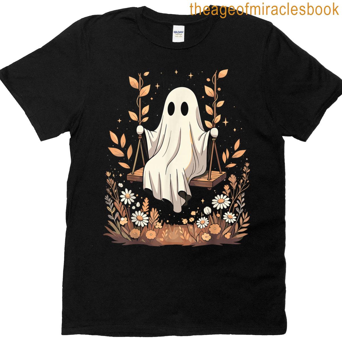 Halloween Ghost Swing Fall Floral T-shirt