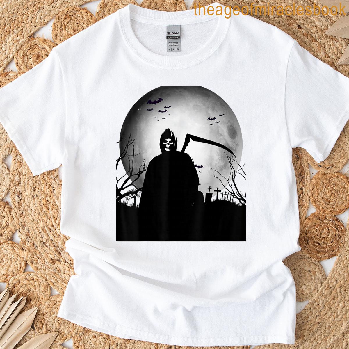 Halloween Grim Reaper Scary Ghost Face Horror Tee T-shirt