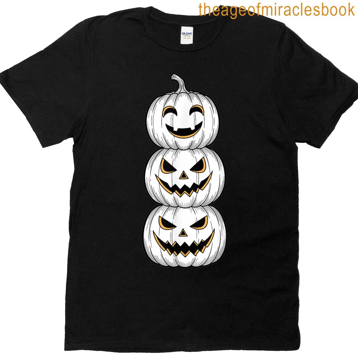 Halloween Pumpkin Stack Scary Cute Jack O Lantern T-shirt