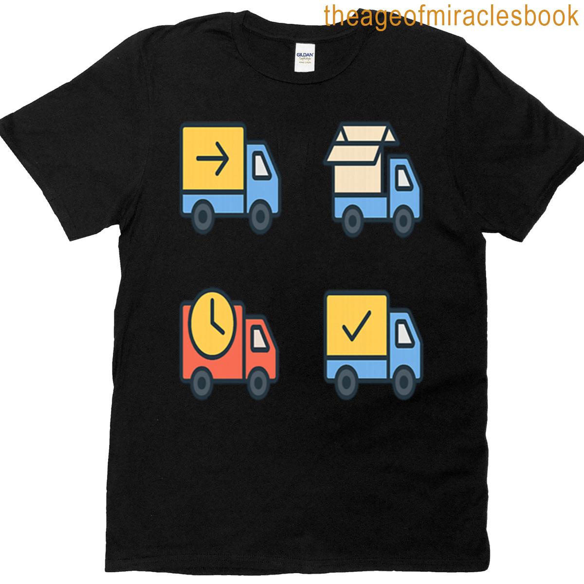Logistics Delivery Truck Flat Icon Pack Design T-shirt