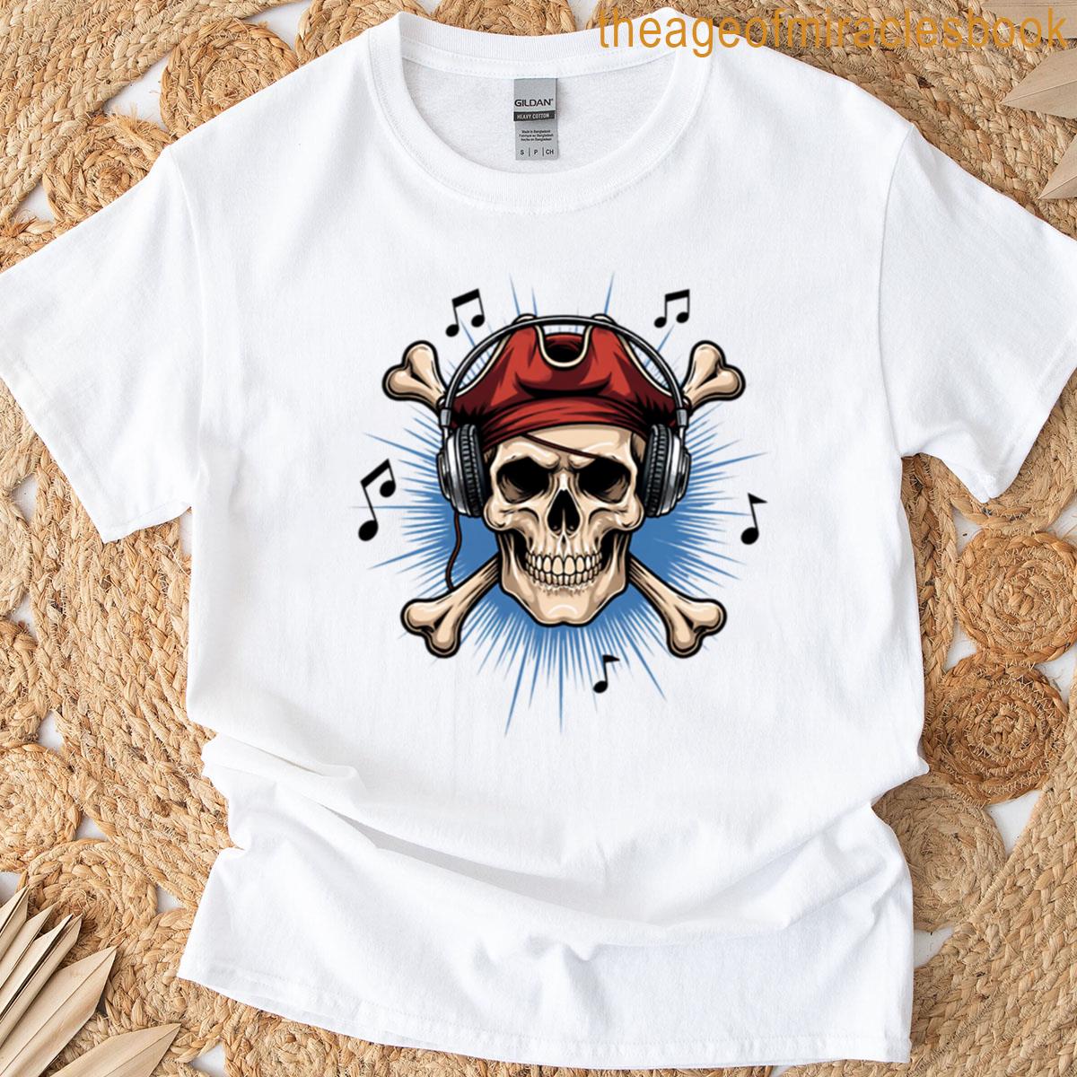 Pirate Waves Skull Sound Design T-shirt