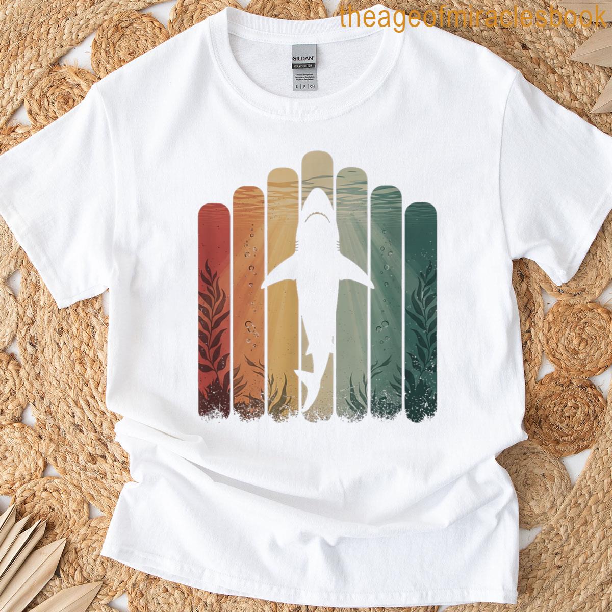 Retro Shark Drawing Art Design T-shirt