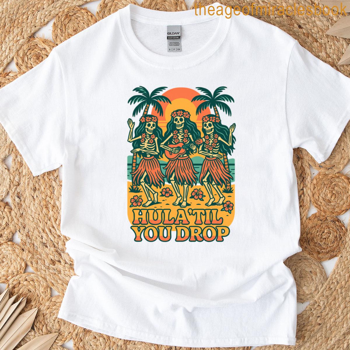 Retro Skeleton Hula Dance Sunset T-shirt