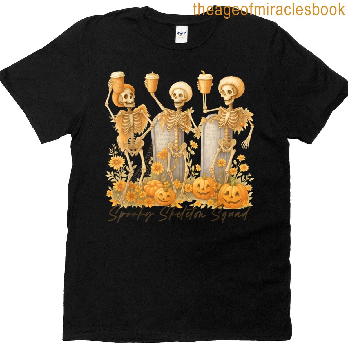 Spooky Skeleton Squad Spooky Fall Skeleton Halloween Tees T-shirt