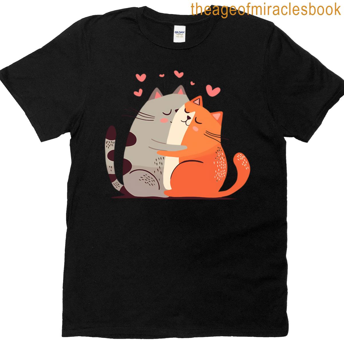 Sweet Hug Between Two Cute Cats T-shirt