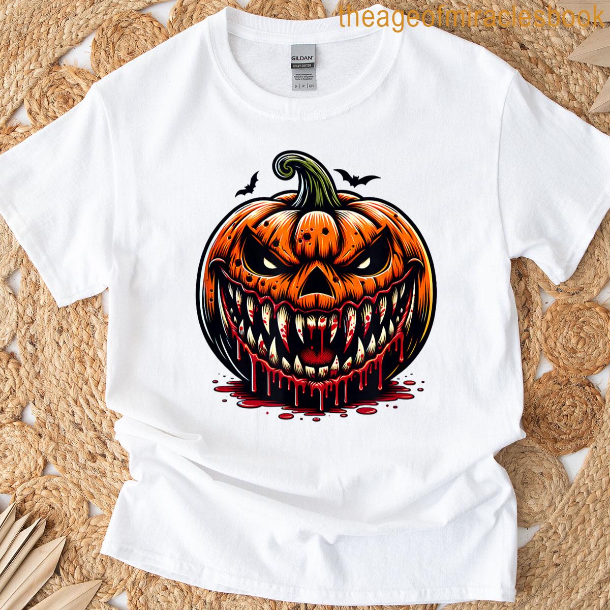 Vampire Pumpkin Face Scary Halloween Horror T-shirt