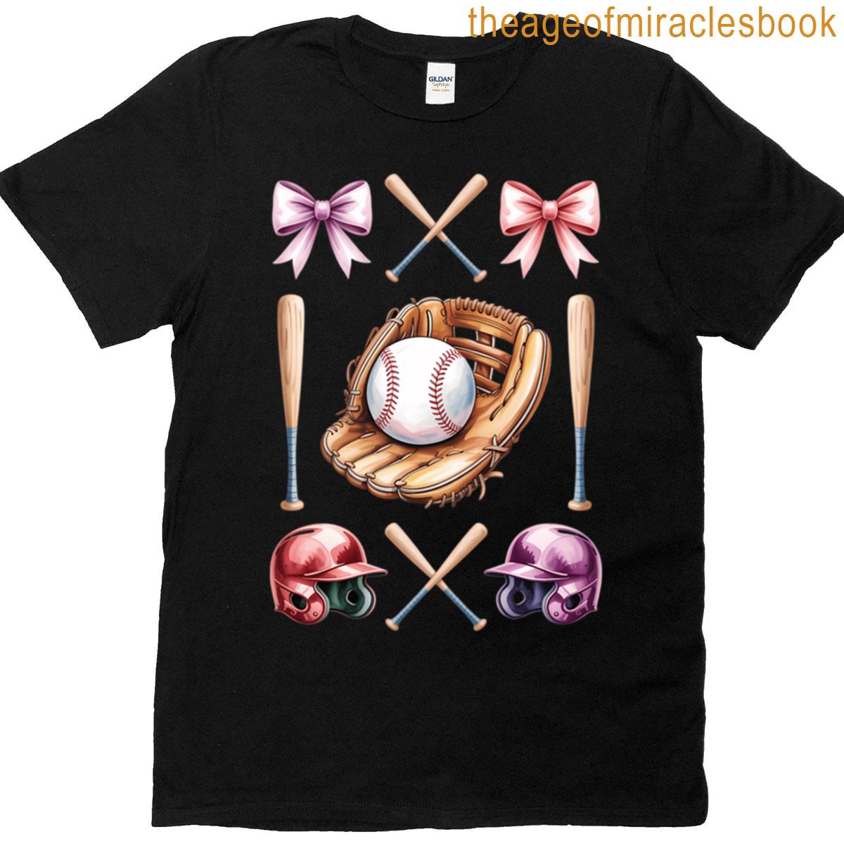 Baseball Coquette Bow Baseball Cheer T-shirt