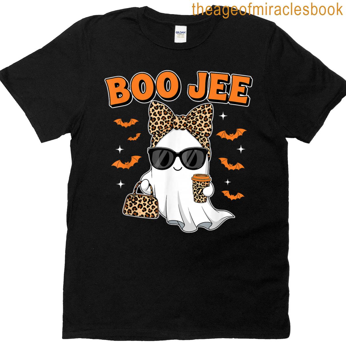 Boo Jee Boujee Ghost Leopard Bow Pumpkin Latte Halloween T-shirt
