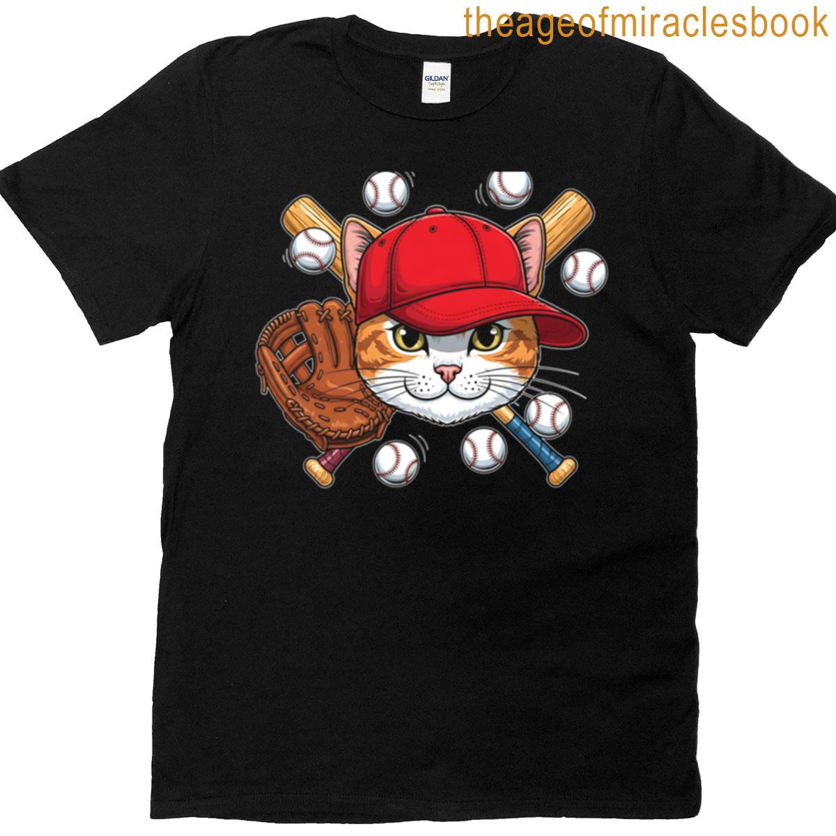Cat Baseball Cat Lovers Baseball Player T-shirt