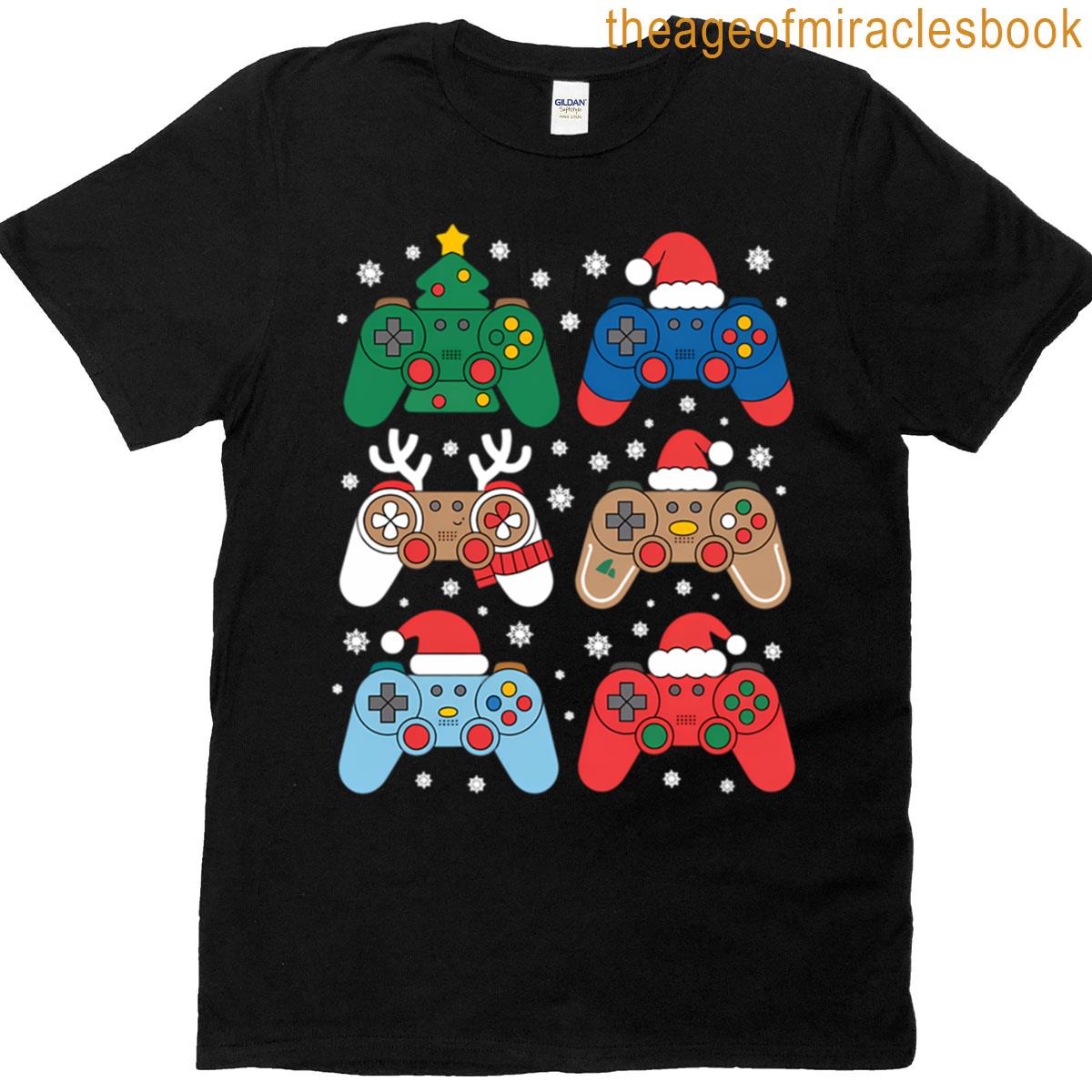 Christmas Santa Gaming Controllers Snowman T-shirt