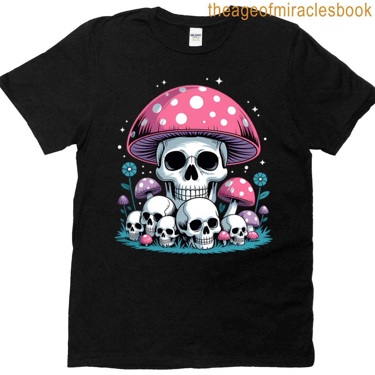 Cottagecore Skeleton Mushroom Halloween T-shirt