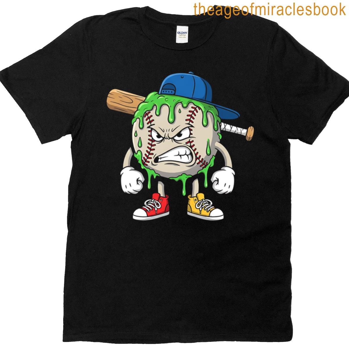 Funny Ice Cream Drip Baseball Spots Baseballer T-shirt