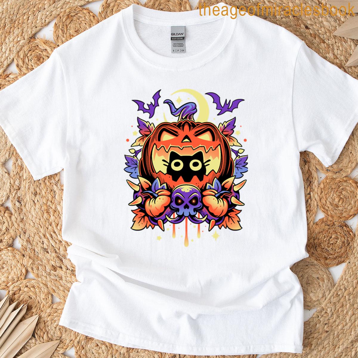 Halloween Cat Hideout – Spooky Pumpkin T-shirt