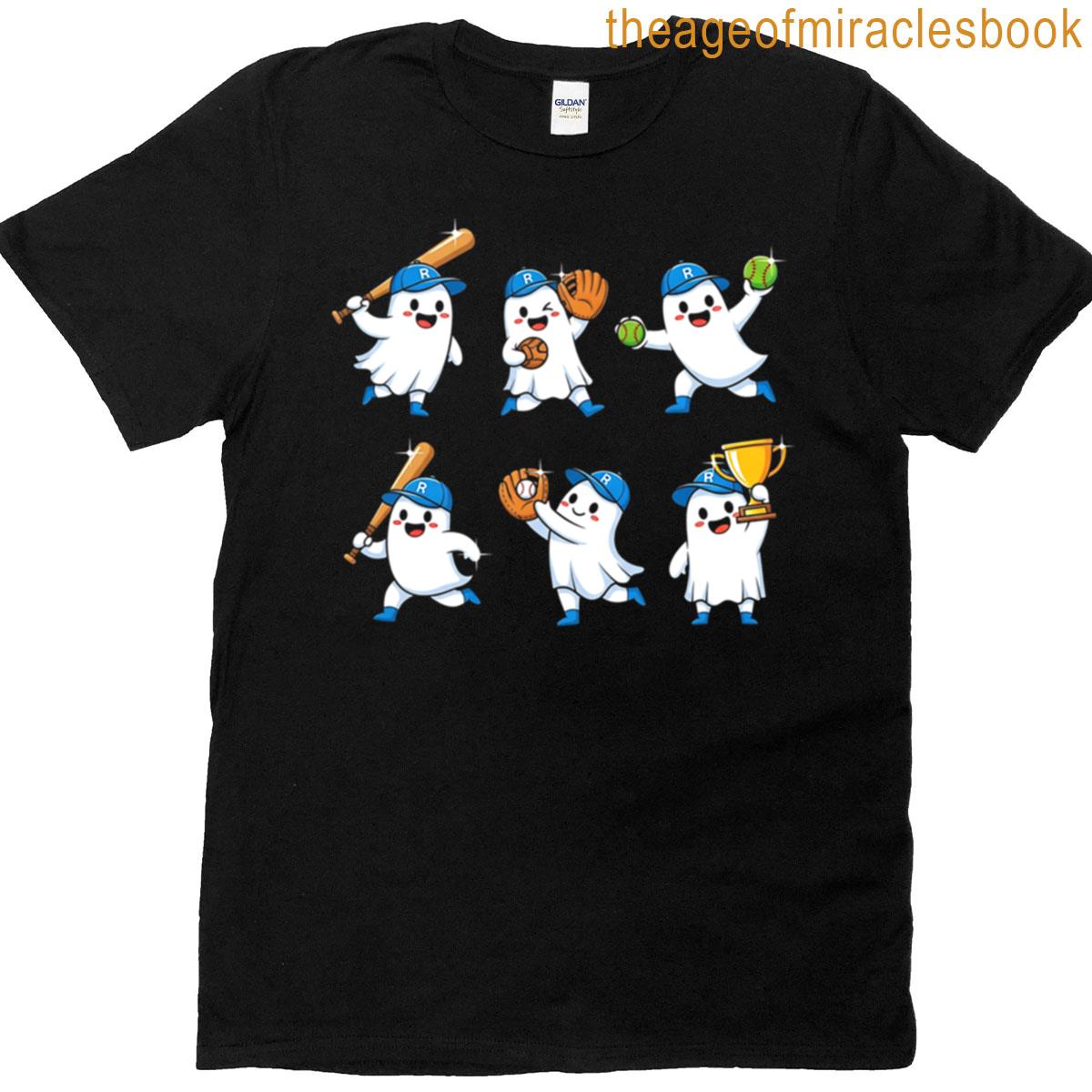 Halloween Ghost Baseball Pitcher Catcher T-shirt