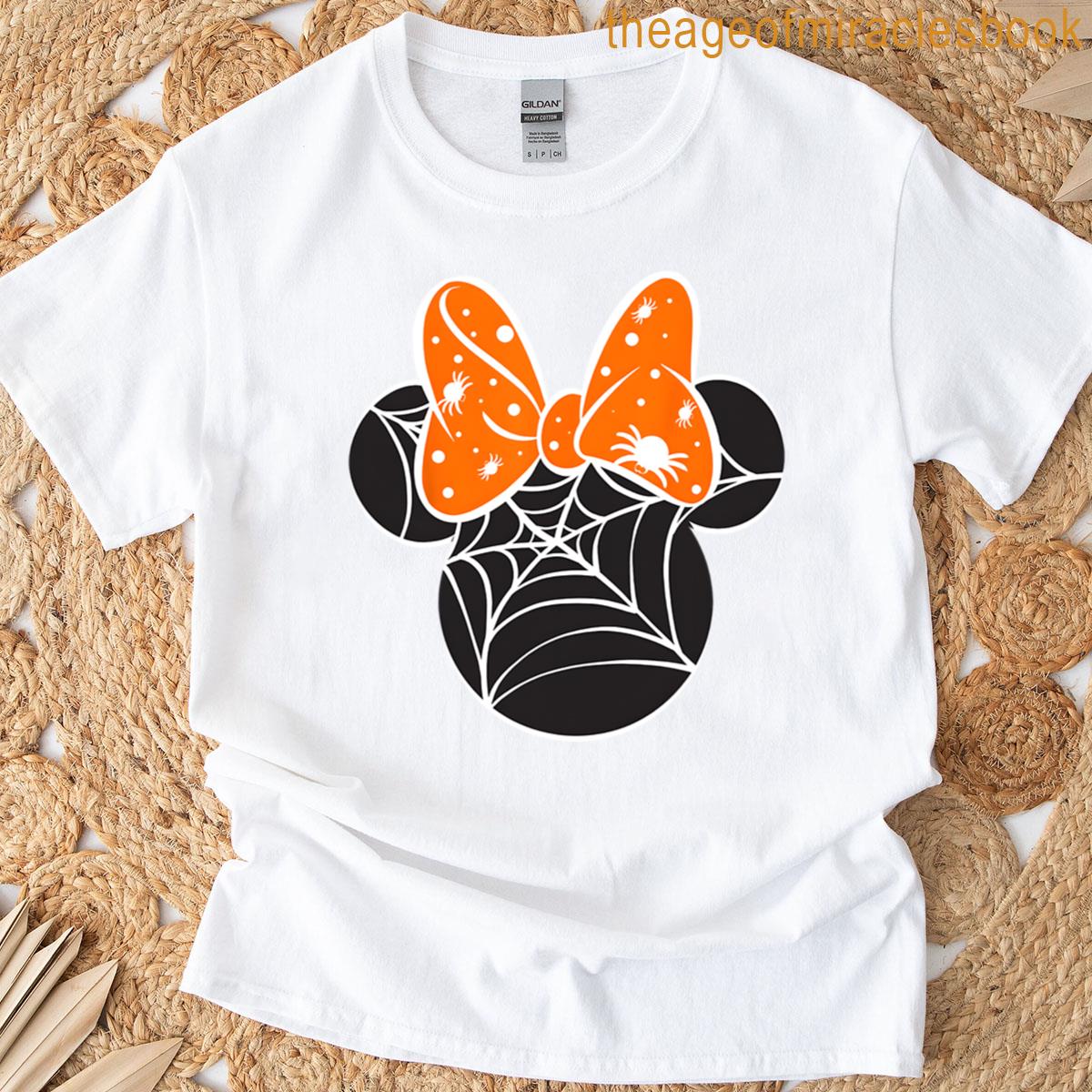 Minnie Mouse Halloween Spider Web Bow Design T-shirt
