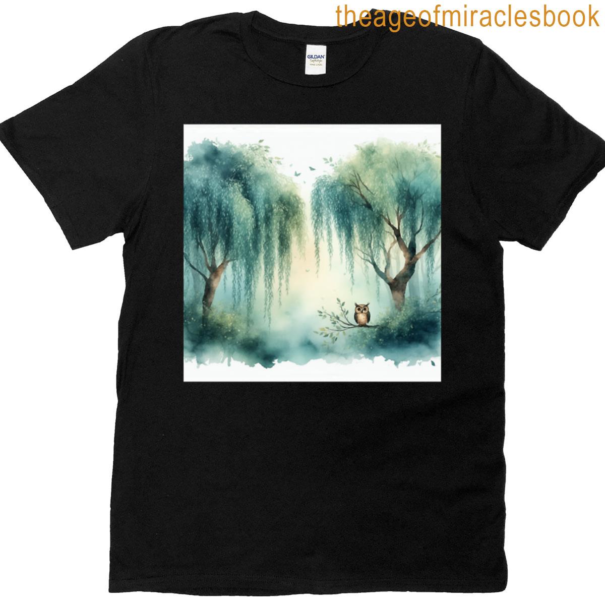 Owl Among Birch Grove T-shirt