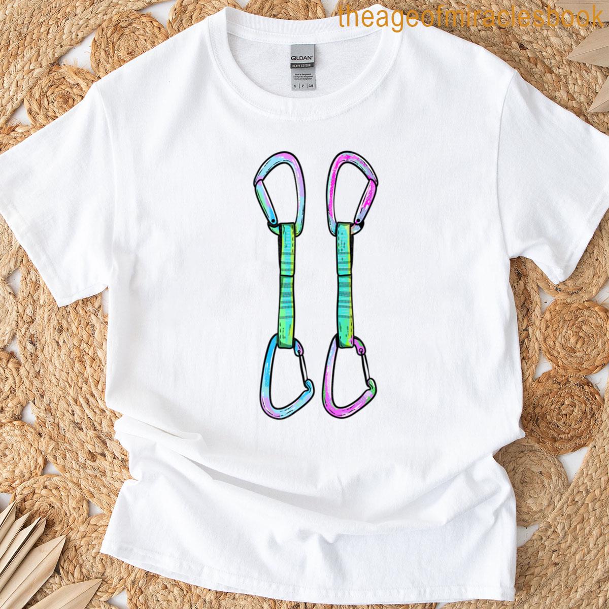 Quickdraw With Opposing Gates Rock Climbing T-shirt