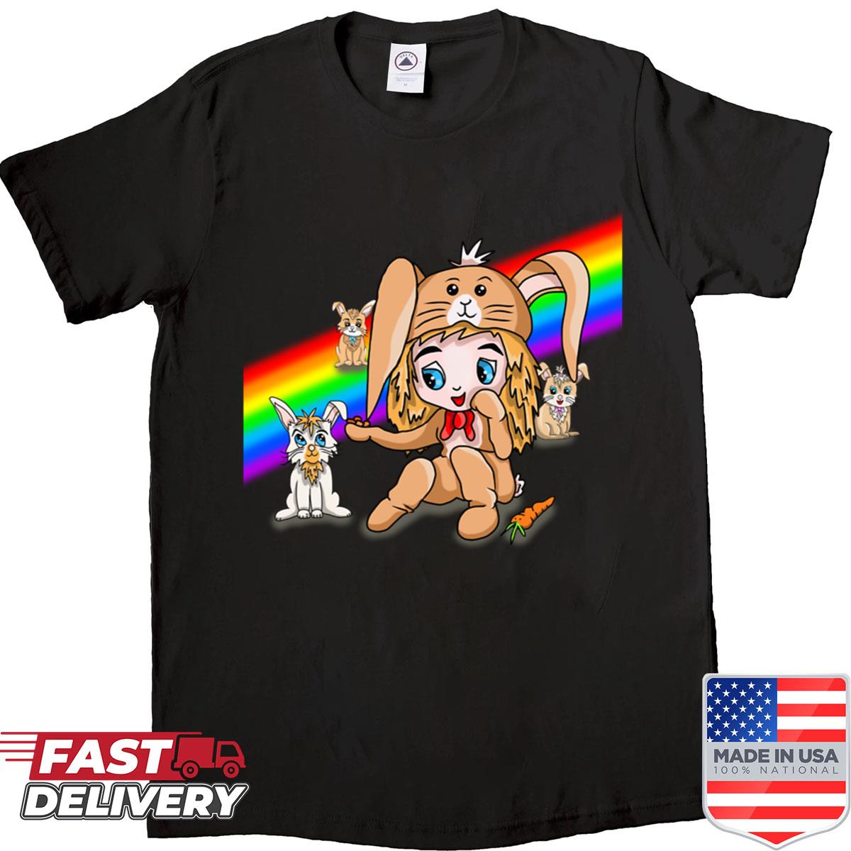 Rainbow Cartoon Rabbit Shirt