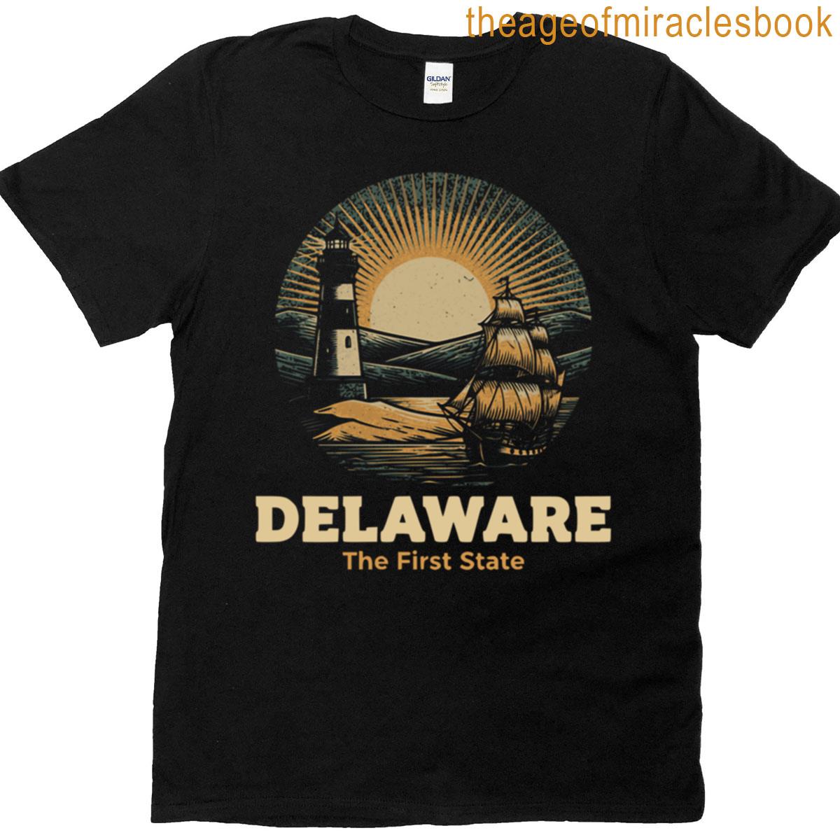 Delaware Vintage Lighthouse Ship T-shirt