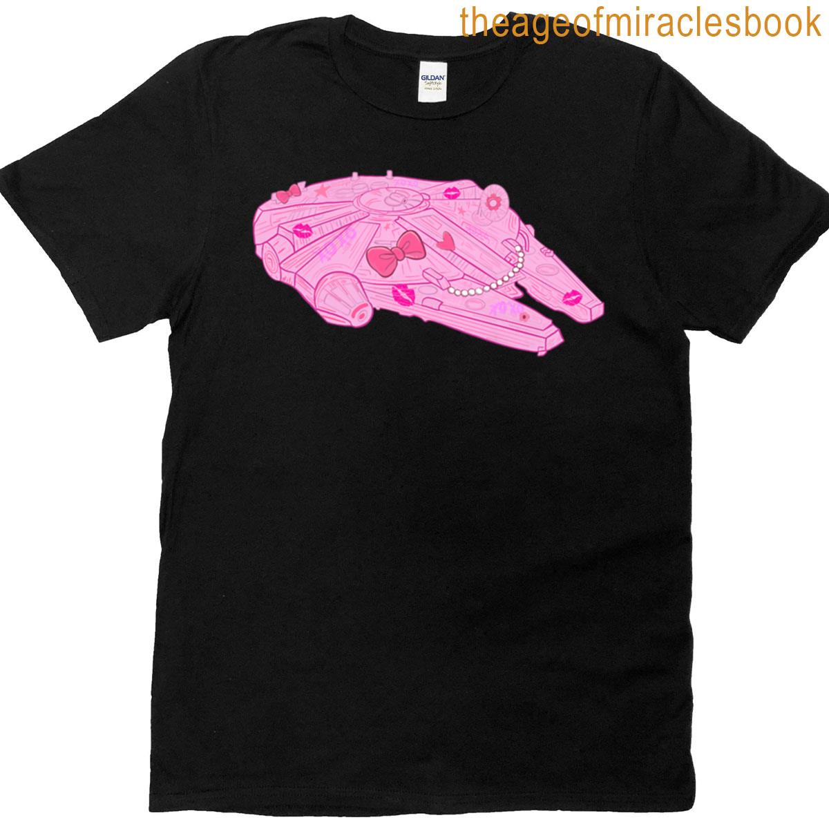 Pink Glam Spaceship Cute Sci-fi Mashup T-shirt